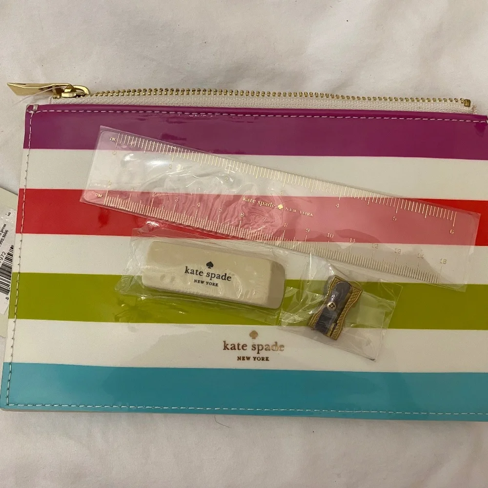 NWT Kate Spade Striped Pencil Pouch